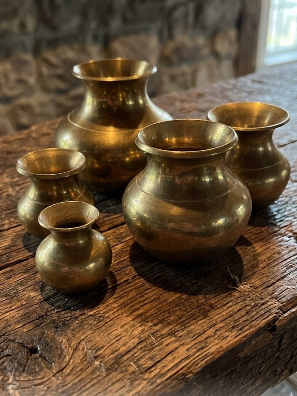Brass Decorative Vases Set - Polished Gold Finish
Vintage. MCM